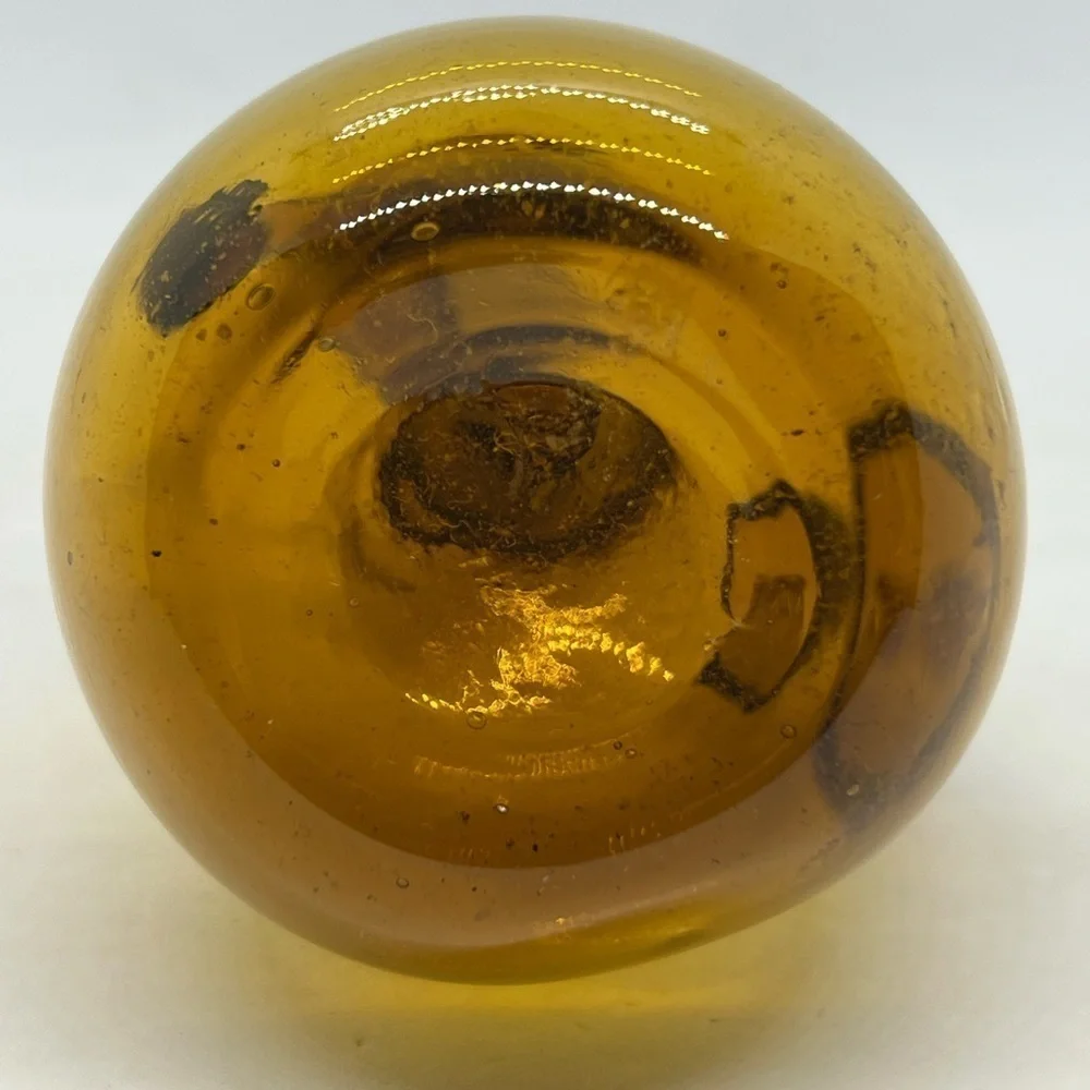 Vintage MCM Amber Handblown Glass Cruet & Stopper
